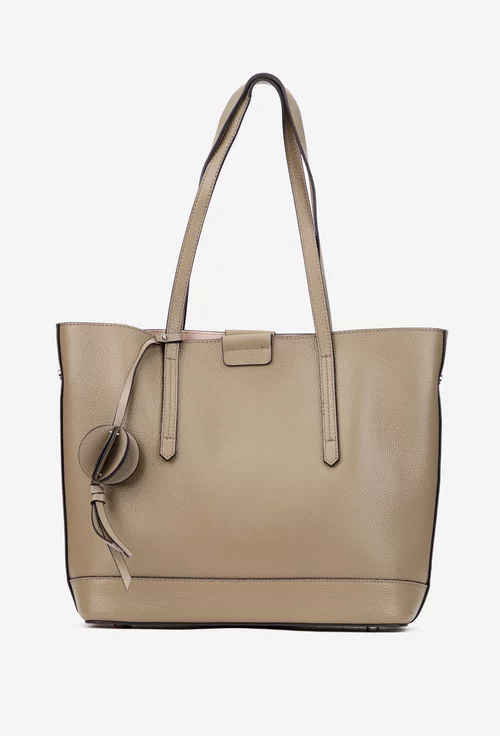 Geanta dama taupe din piele texturata