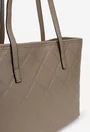 Geanta dama taupe din piele texturata cu model