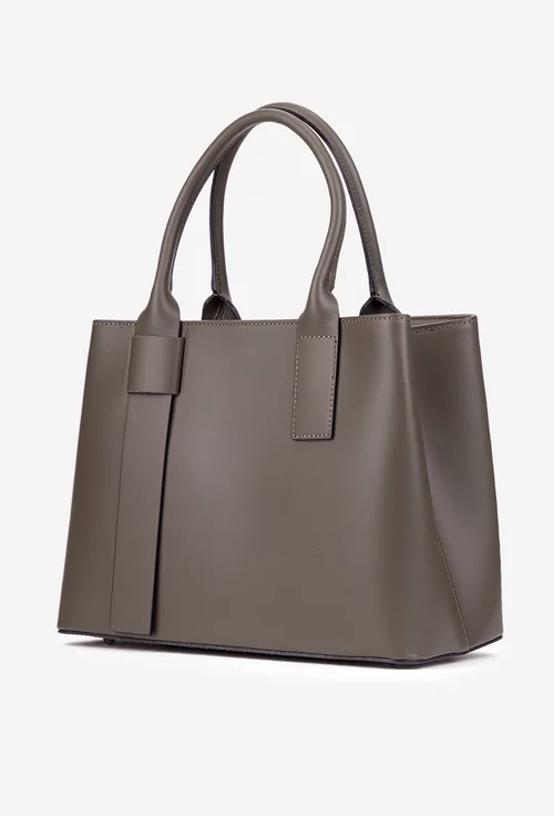 Geanta dama taupe realizata din piele naturala