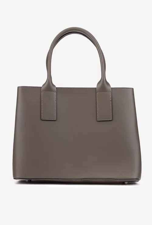 Geanta dama taupe realizata din piele naturala