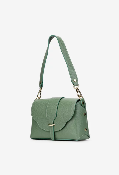 Geanta dama verde deschis din piele texturata