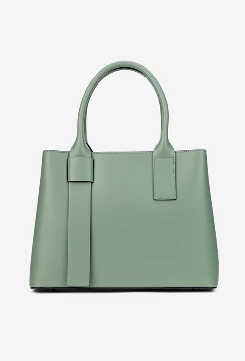 Geanta dama verde realizata din piele naturala