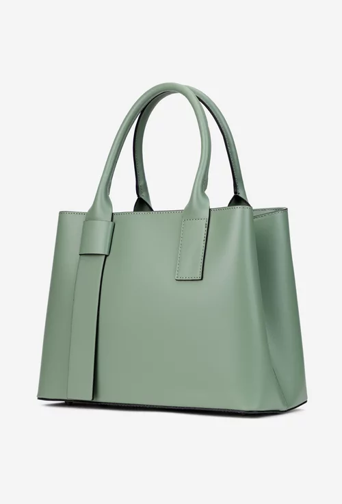 Geanta dama verde realizata din piele naturala