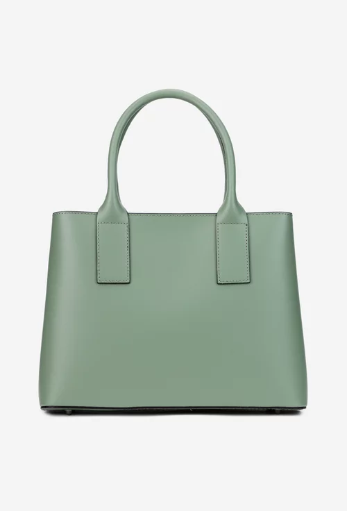 Geanta dama verde realizata din piele naturala