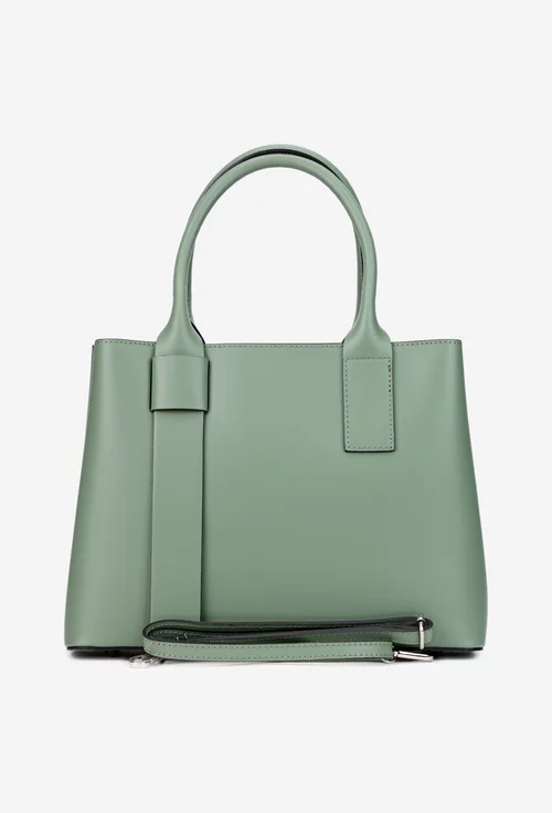 Geanta dama verde realizata din piele naturala