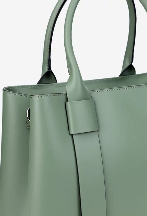 Geanta dama verde realizata din piele naturala