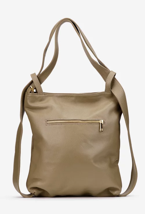 Geanta/Rucsac dama din piele texturata culoarea bej