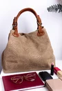 Geanta taupe din piele model croco