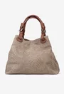 Geanta taupe din piele model croco