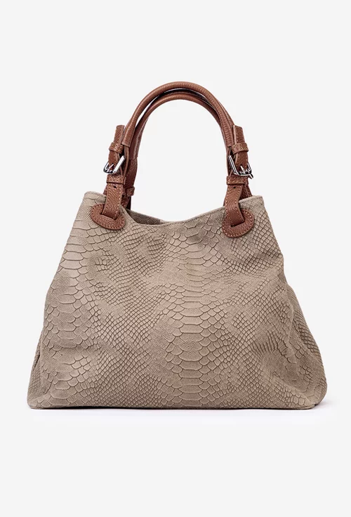 Geanta taupe din piele model croco