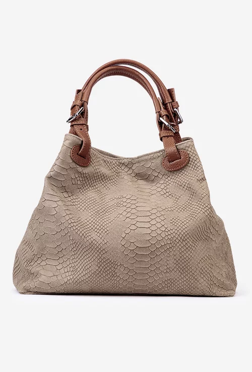 Geanta taupe din piele model croco