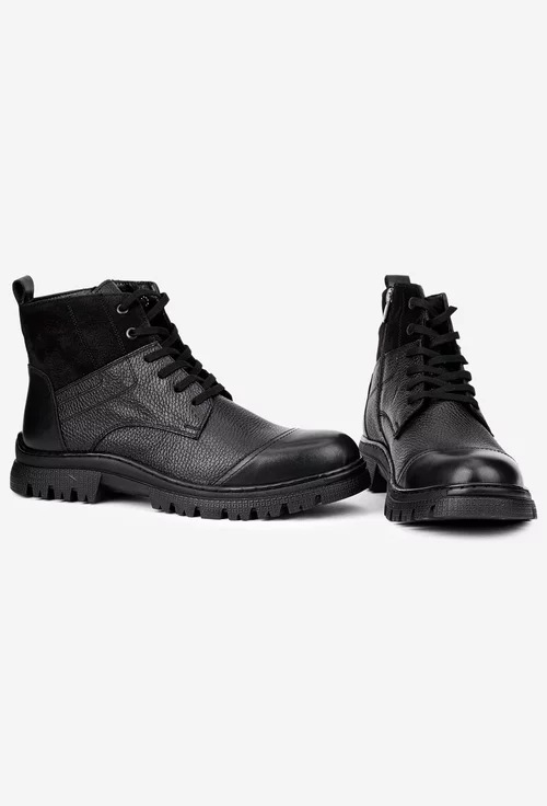 Ghete barbati confectionate din piele neagra