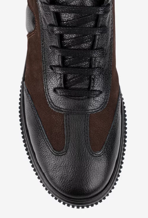 Ghete barbati confectionate din piele neagra cu maro