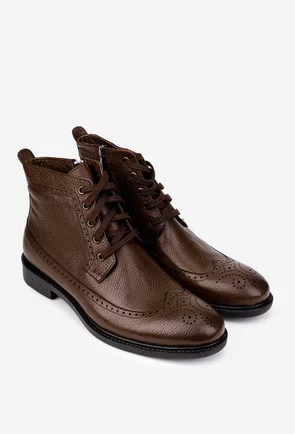 Ghete barbati confectionate din piele texturata maro
