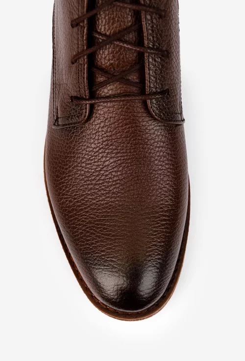 Ghete barbati confectionate din piele texturata maro