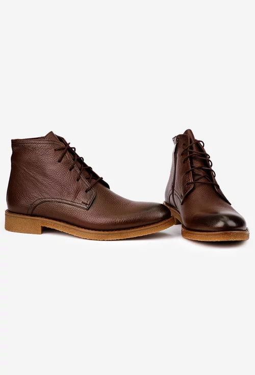 Ghete barbati confectionate din piele texturata maro