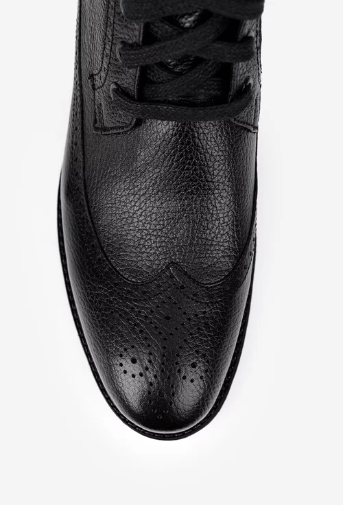 Ghete barbati confectionate din piele texturata neagra