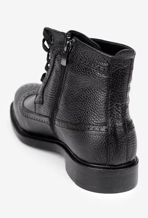 Ghete barbati confectionate din piele texturata neagra