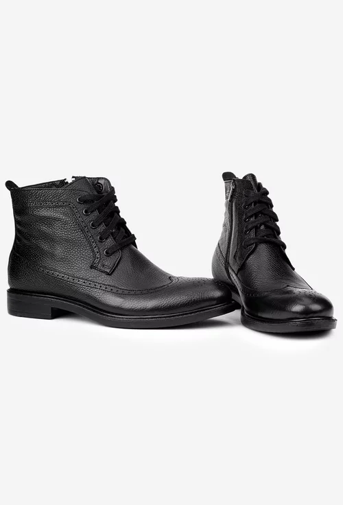 Ghete barbati confectionate din piele texturata neagra
