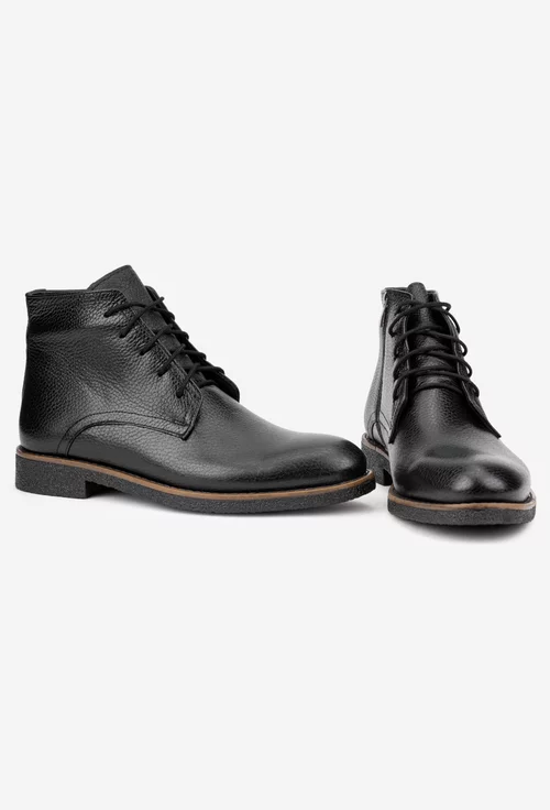 Ghete barbati confectionate din piele texturata neagra