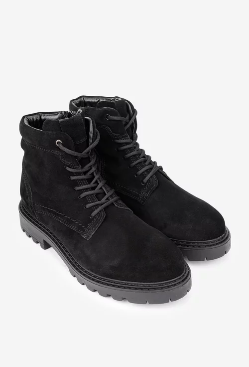 Ghete barbati din piele intoarsa neagra