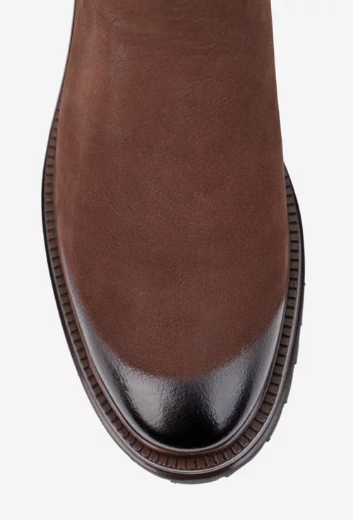 Ghete barbati din piele nabuc maro cu elastic