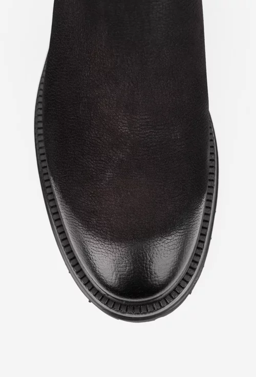 Ghete barbati din piele nabuc negre cu elastic