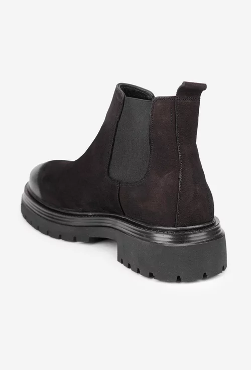 Ghete barbati din piele nabuc negre cu elastic