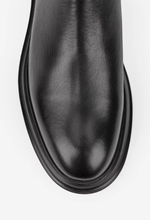 Ghete barbati din piele naturala cu fermoar si elastic