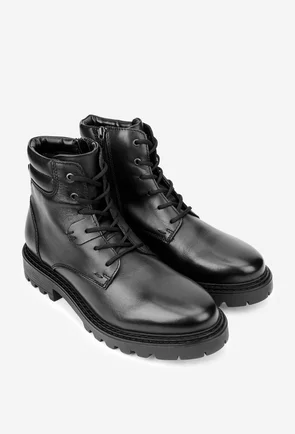 Ghete barbati din piele naturala neagra
