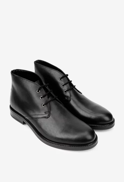 Ghete barbati din piele naturala neagra