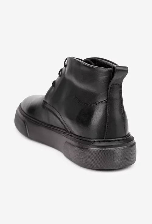 Ghete barbati din piele naturala neagra