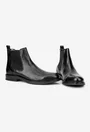 Ghete barbati din piele naturala neagra cu elastic