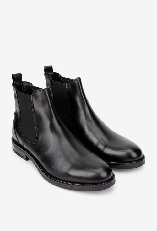 Ghete barbati din piele naturala neagra cu elastic
