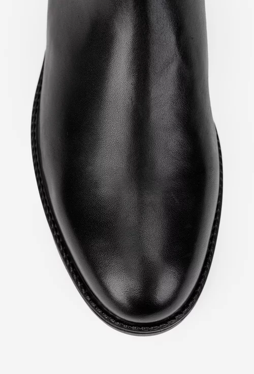 Ghete barbati din piele naturala neagra cu elastic