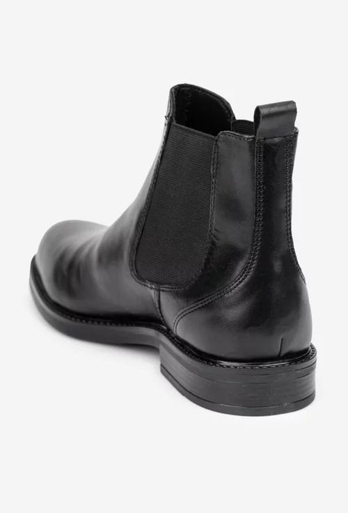 Ghete barbati din piele naturala neagra cu elastic