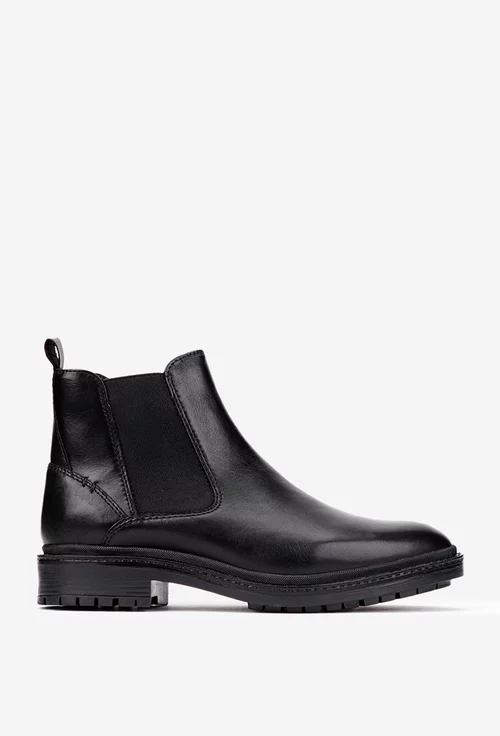 Ghete barbati din piele naturala neagra cu elastic in laterale