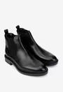 Ghete barbati din piele naturala neagra cu elastic in laterale