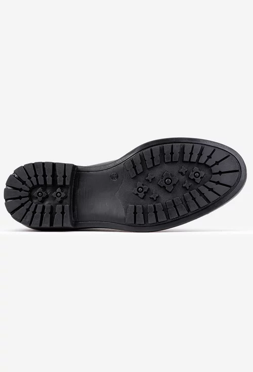 Ghete barbati din piele naturala neagra cu elastic in laterale