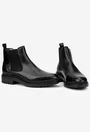 Ghete barbati din piele naturala neagra cu elastic in laterale