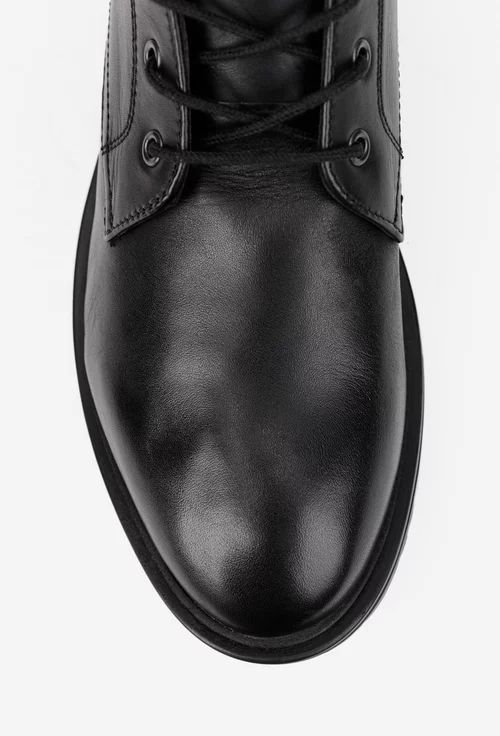 Ghete barbati din piele naturala neagra cu siret