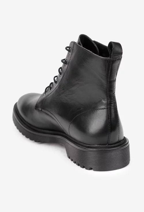 Ghete barbati din piele naturala neagra cu siret