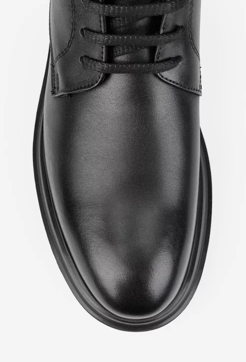 Ghete barbati din piele naturala neagra cu siret si fermoar