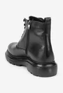 Ghete barbati din piele naturala neagra cu siret si fermoar