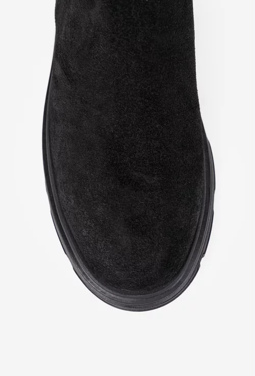 Ghete barbati din piele neagra cu elastic in laterale