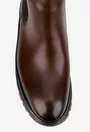 Ghete barbati din piele texturata maro cu elastic