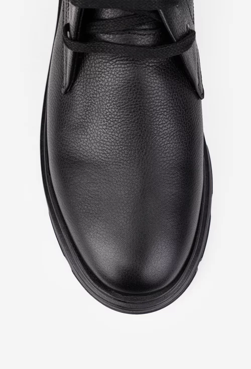 Ghete barbati din piele texturata neagra