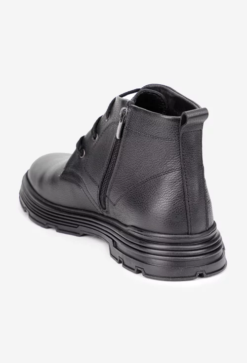 Ghete barbati din piele texturata neagra