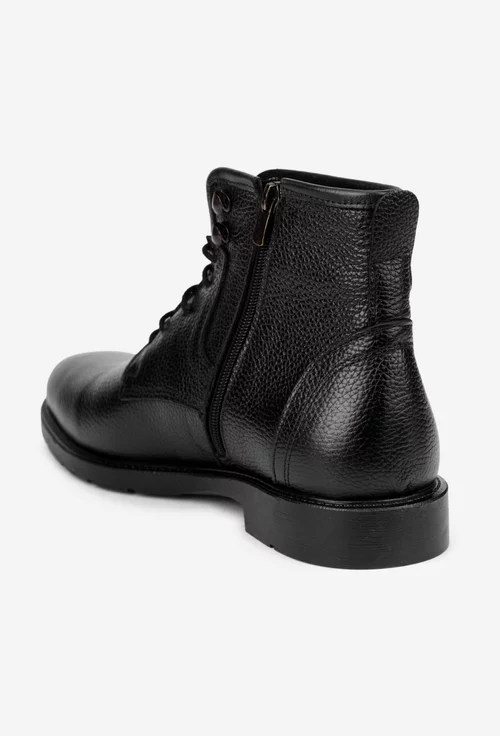 Ghete barbati din piele texturata neagra