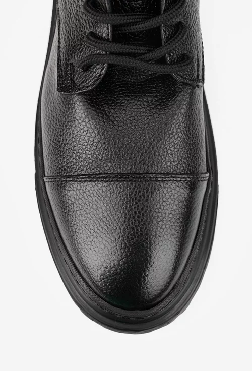 Ghete barbati din piele texturata neagra
